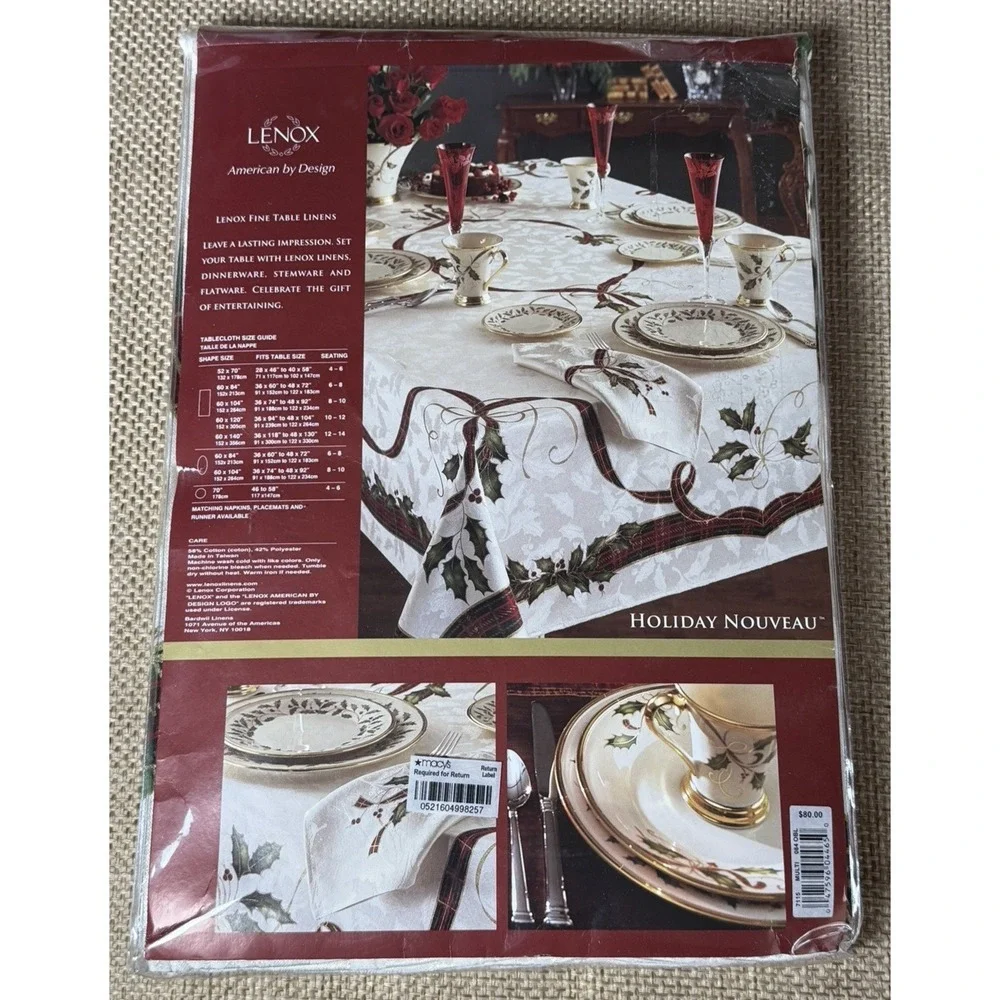 Lenox‎ Holiday Nouveau Tablecloth 60x84